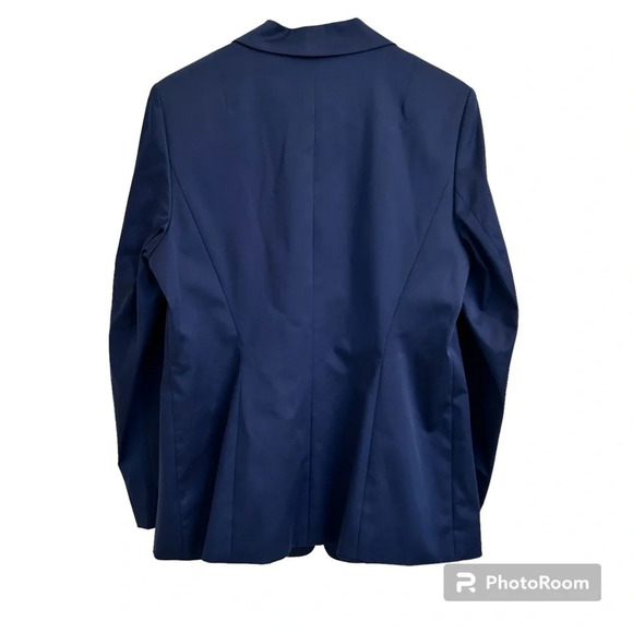 Talbots Women 10 Petite Navy Single Breasted Blazer Jacket Cotton Blend Stretch - Picture 2 of 9